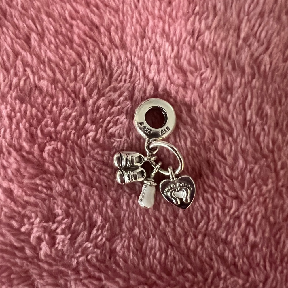 Pandora Baby Charm with Booties Bottle Heart